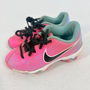 Nike Fastflex Softball Cleats Kids Girls 11C Pink Blue Athletic Shoes